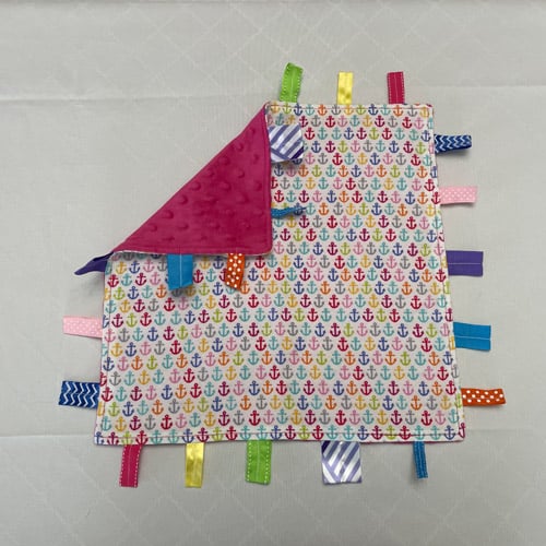 Colorful Anchors Sensory Tag Blanket