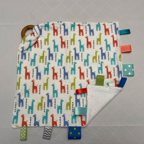 Colorful Giraffes Baby Teething Blanket