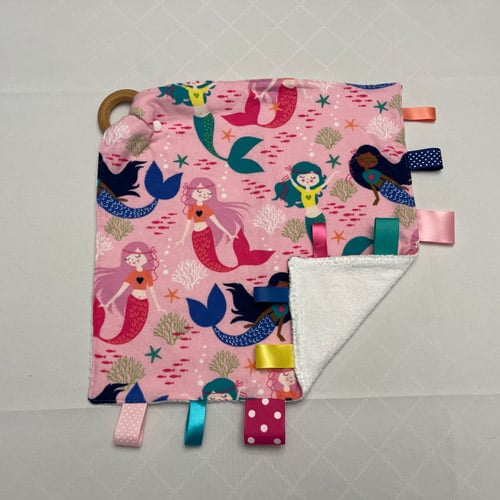 Pink Mermaid Baby Teething Blanket