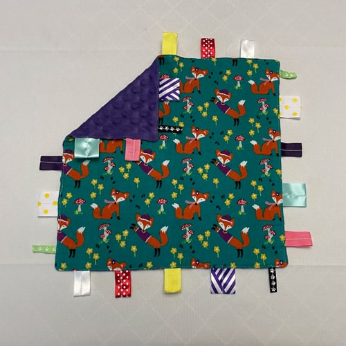 Lil’ Foxy Teal Sensory Tag Blanket