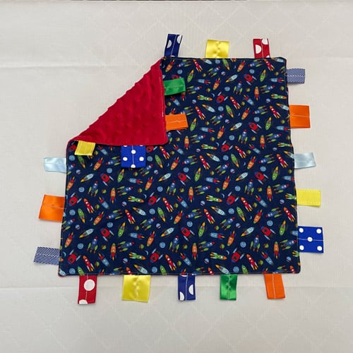 Mini Rockets Sensory Tag Blanket