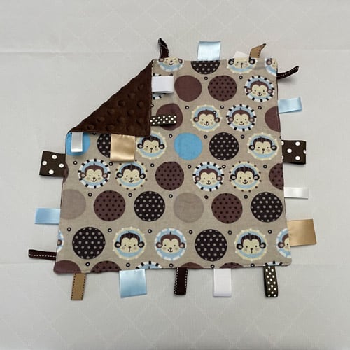 Monkey Dots Sensory Tag Blanket