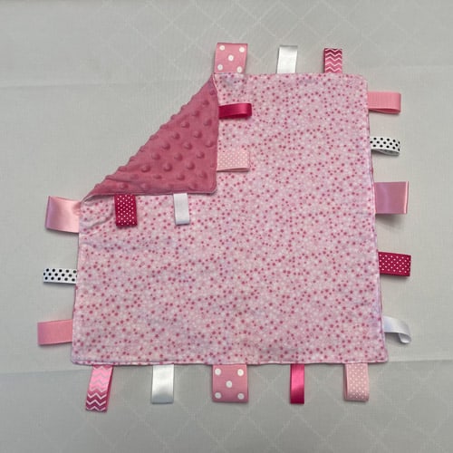 Pink Stars Sensory Tag Blanket