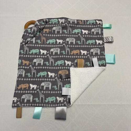 Safari Animal Baby Teething Blanket